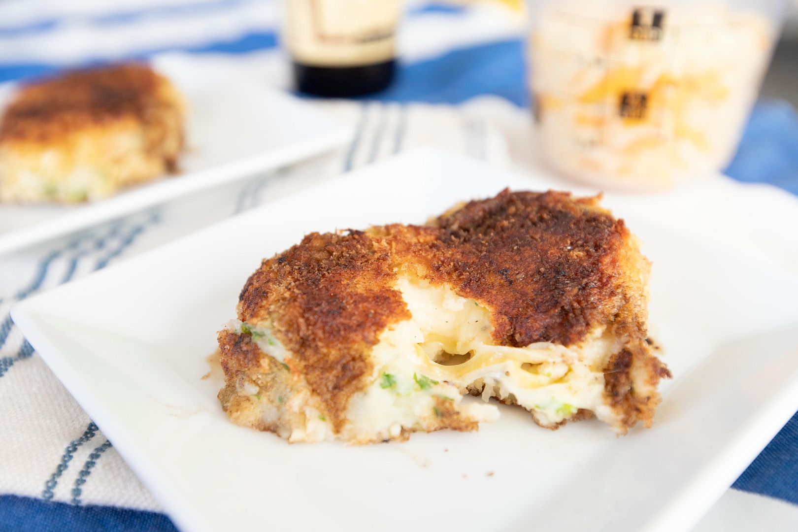 Food Makes Me Happy Cheesy Mashed Potato Patties Served with